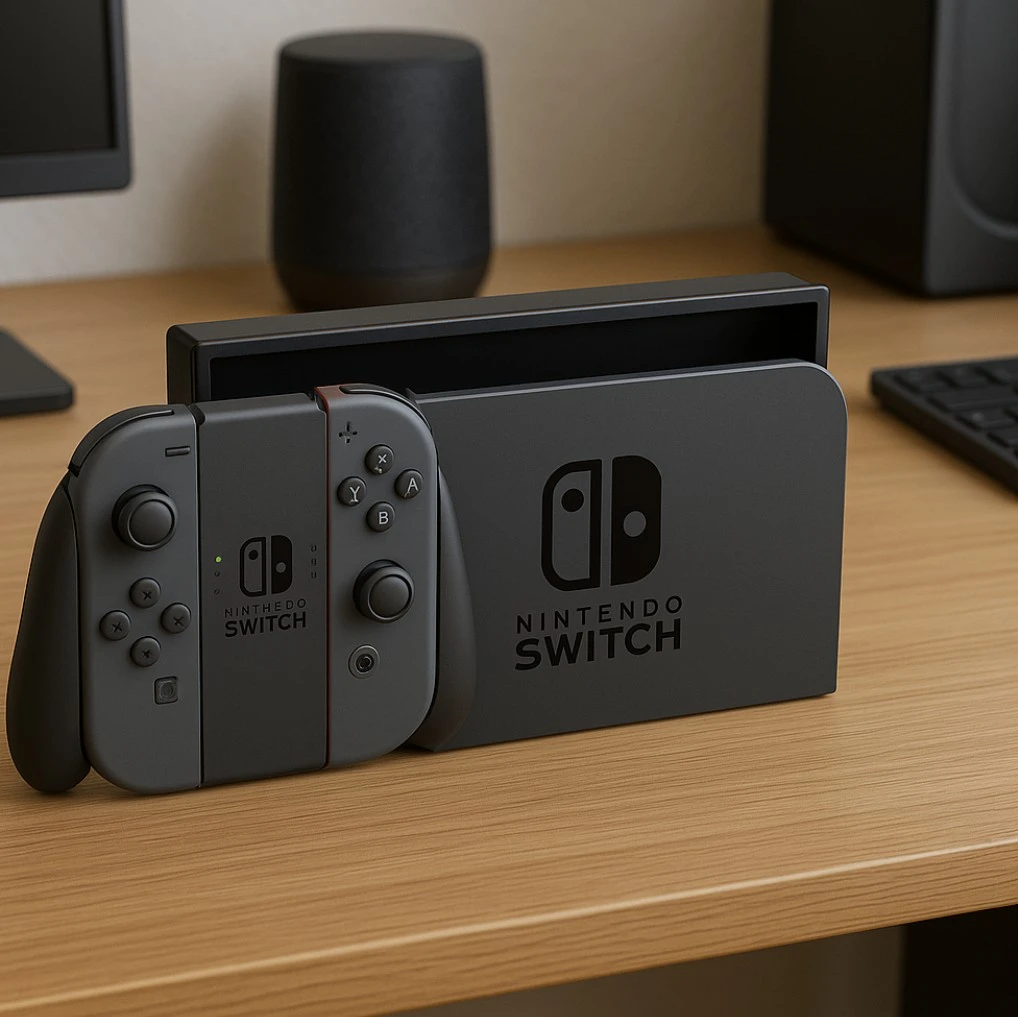 Switch 2 posé sur un bureau
