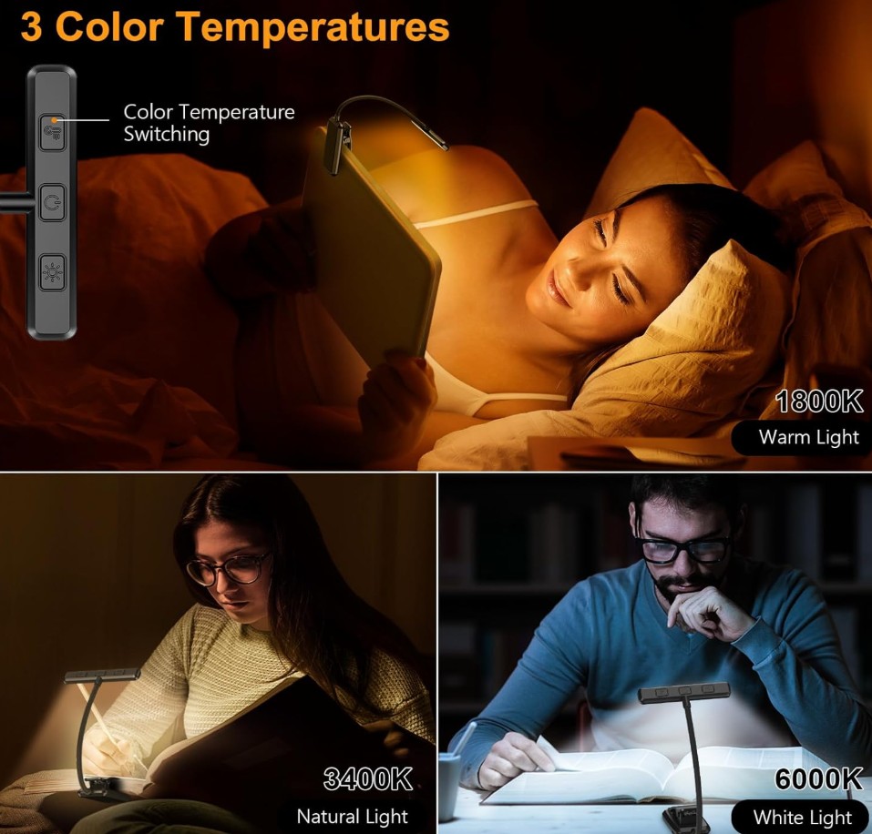 Gritin Lampe de Lecture 19 LED, Liseuse Clip Rechargeable