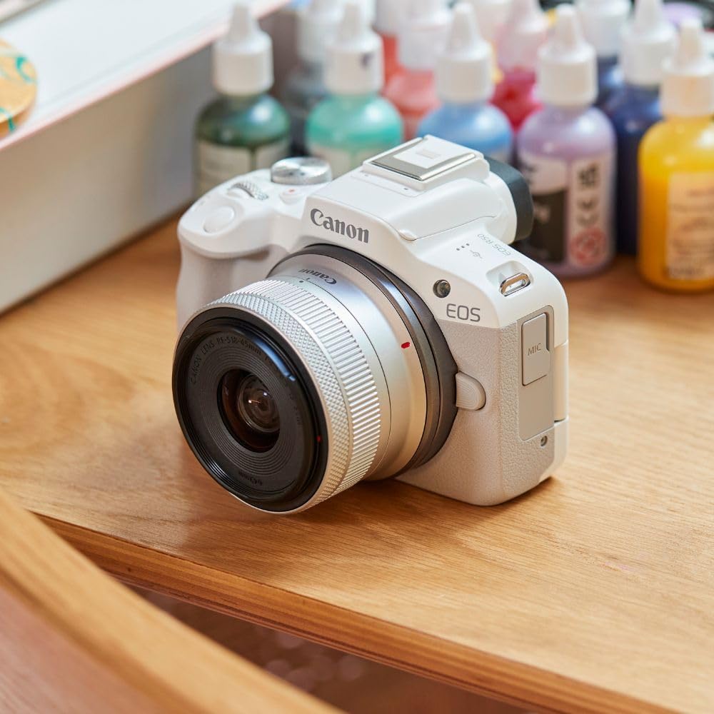 Canon EOS R50 blanc, vue latérale Amazon