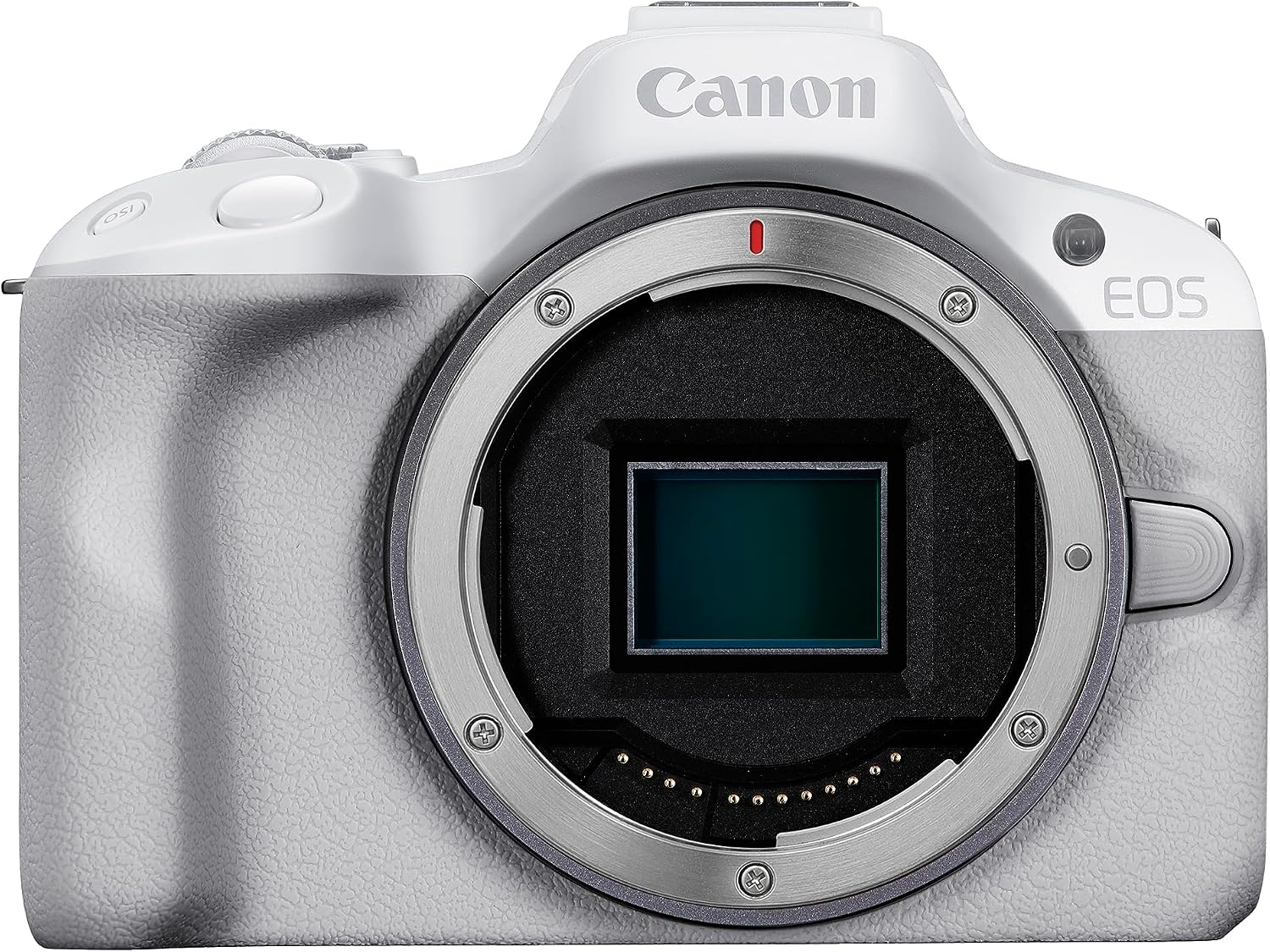 Canon EOS R50 blanc, visuel Amazon du boîtier et de l’objectif