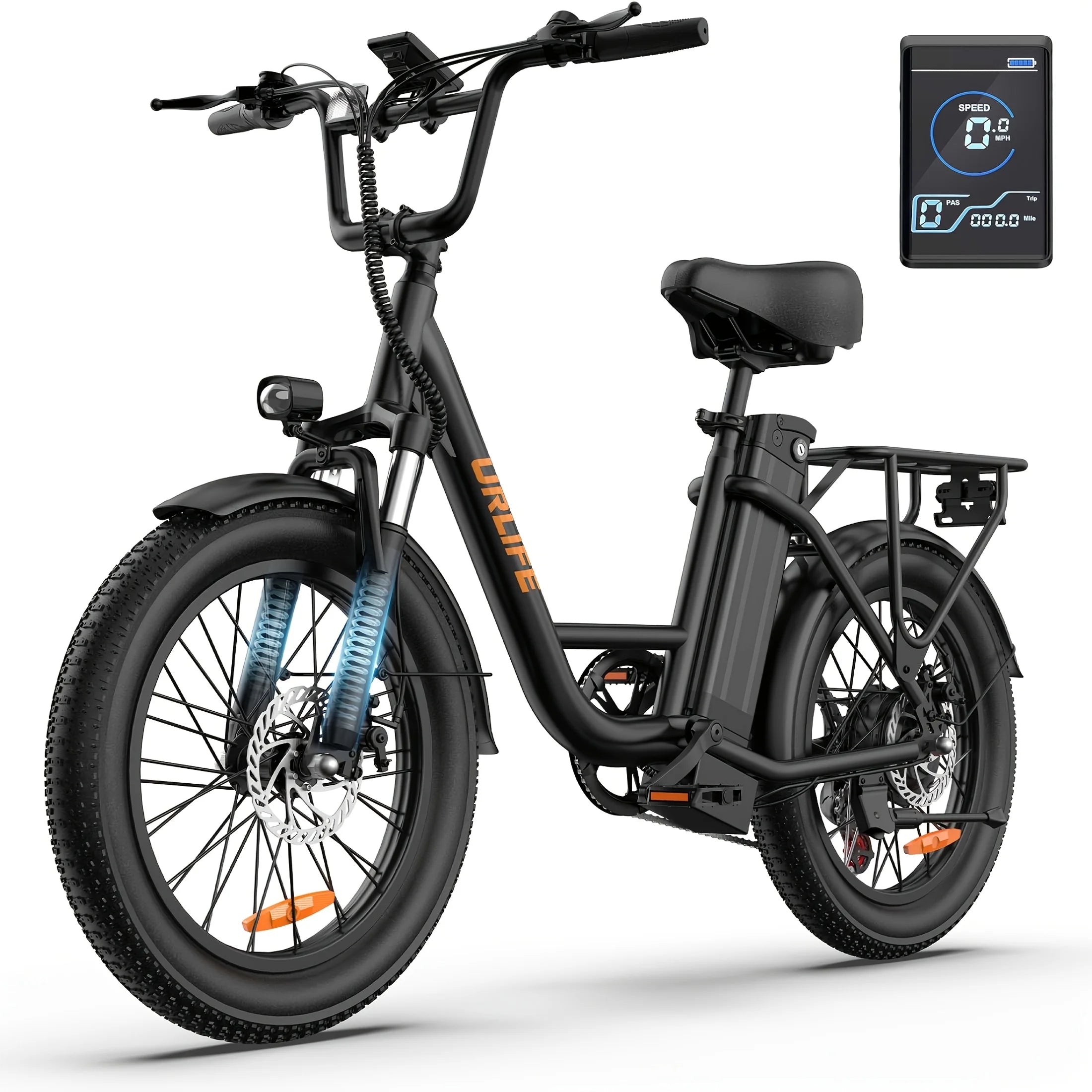 URLIFE E20 vélo électrique noir à gros pneus 20 pouces – visuel de gamme, variante E20Air à confirmer